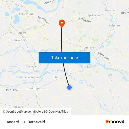 Landerd to Barneveld map