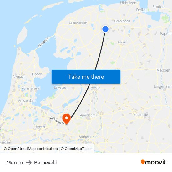 Marum to Barneveld map