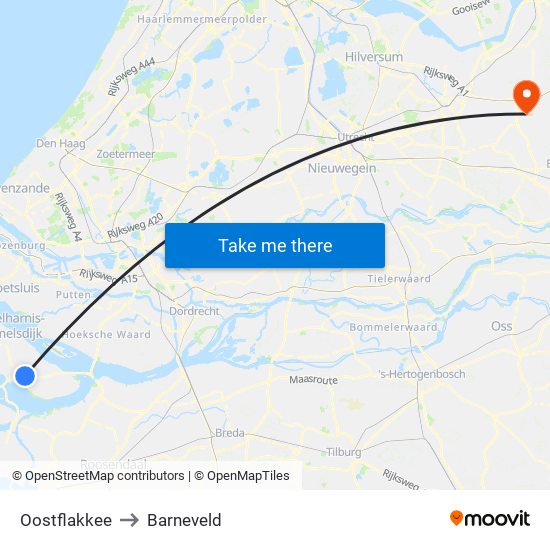 Oostflakkee to Barneveld map