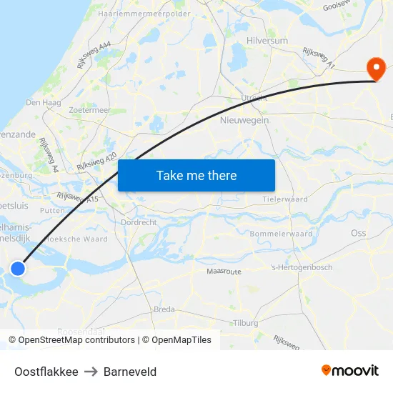Oostflakkee to Barneveld map