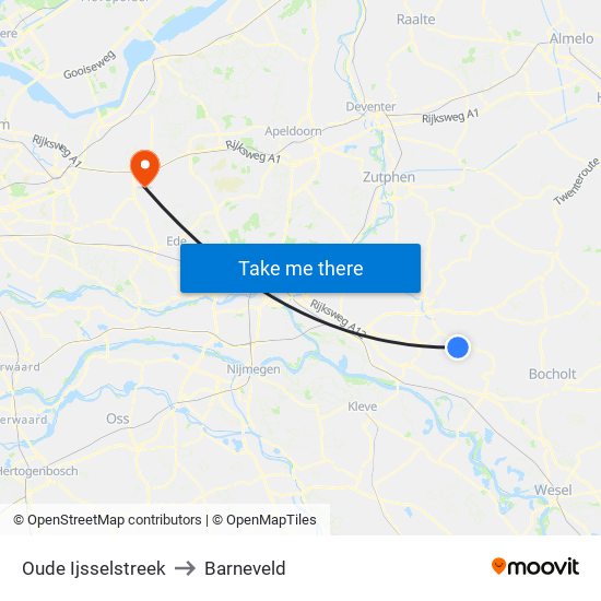 Oude Ijsselstreek to Barneveld map