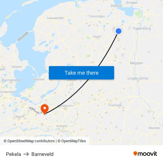 Pekela to Barneveld map