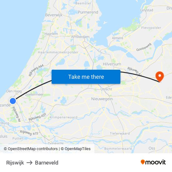 Rijswijk to Barneveld map