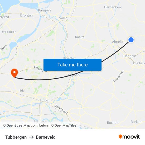 Tubbergen to Barneveld map