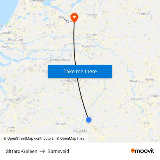 Sittard-Geleen to Barneveld map