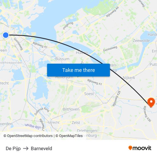 De Pijp to Barneveld map