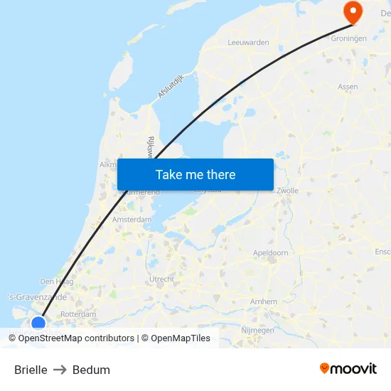 Brielle to Bedum map