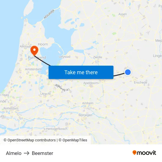 Almelo to Beemster map