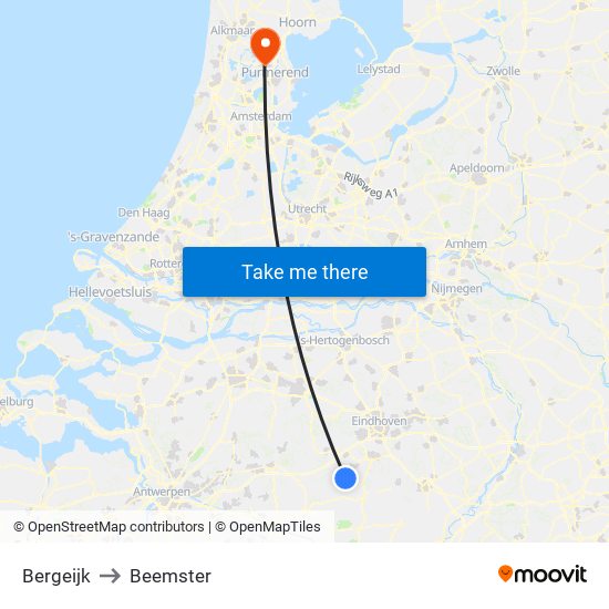 Bergeijk to Beemster map