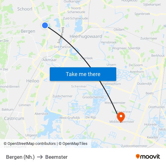 Bergen (Nh.) to Beemster map