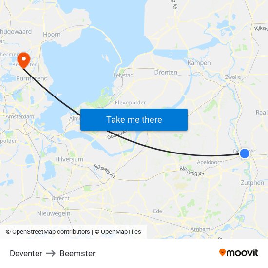 Deventer to Beemster map