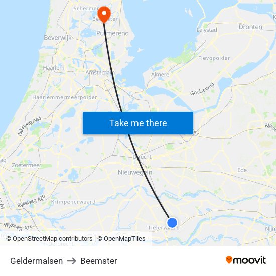 Geldermalsen to Beemster map