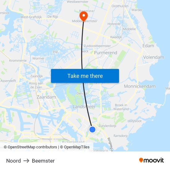 Noord to Beemster map