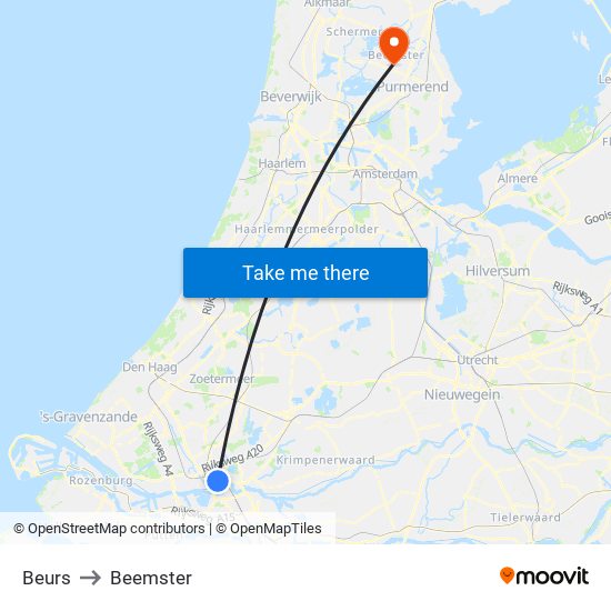 Beurs to Beemster map