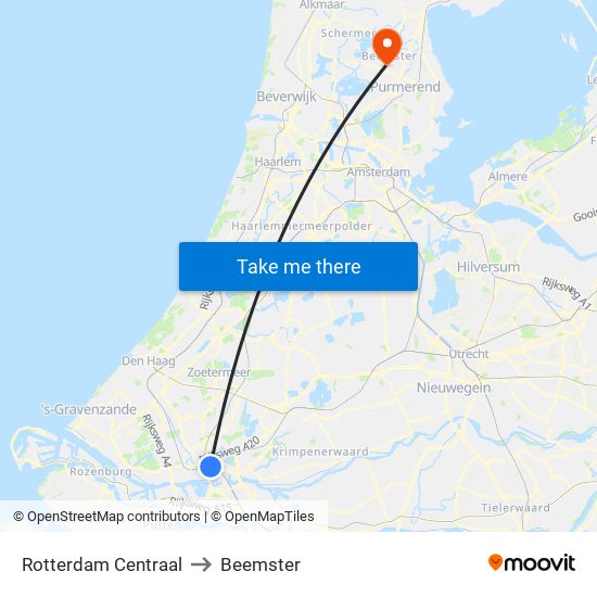 Rotterdam Centraal to Beemster map