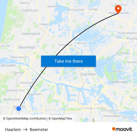 Haarlem to Beemster map