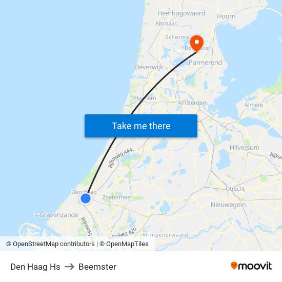 Den Haag Hs to Beemster map