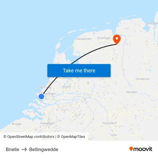 Brielle to Bellingwedde map