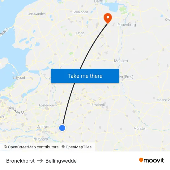 Bronckhorst to Bellingwedde map