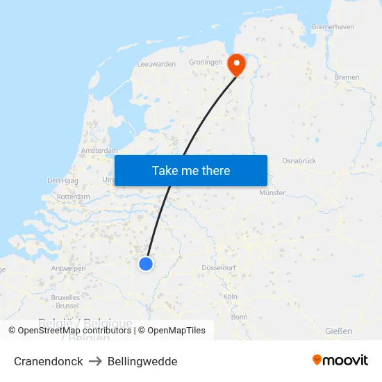 Cranendonck to Bellingwedde map