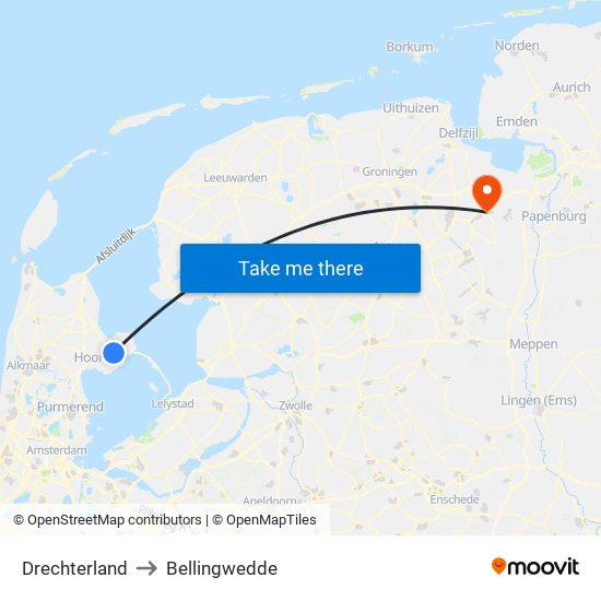 Drechterland to Bellingwedde map