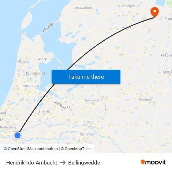 Hendrik-Ido-Ambacht to Bellingwedde map