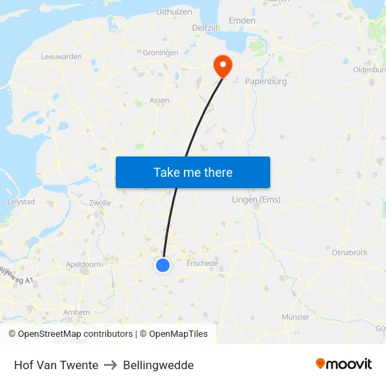 Hof Van Twente to Bellingwedde map