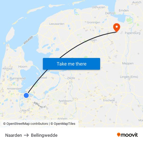Naarden to Bellingwedde map