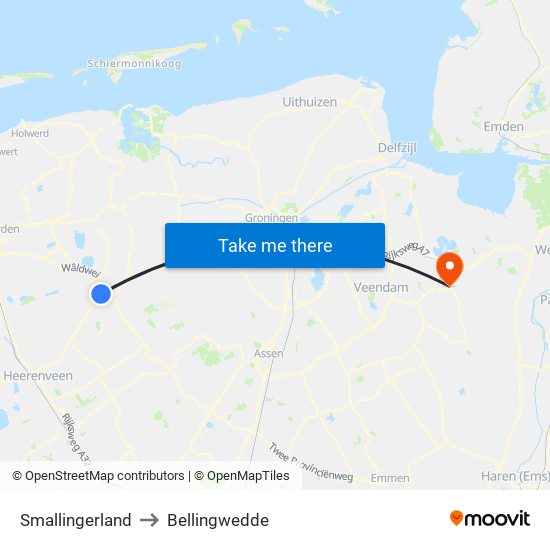 Smallingerland to Bellingwedde map