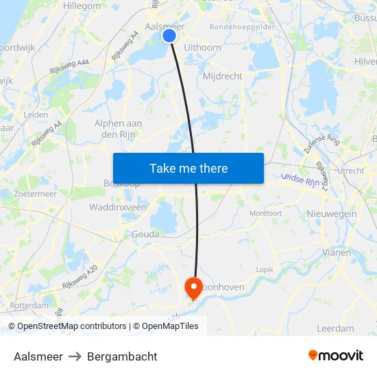 Aalsmeer to Bergambacht map