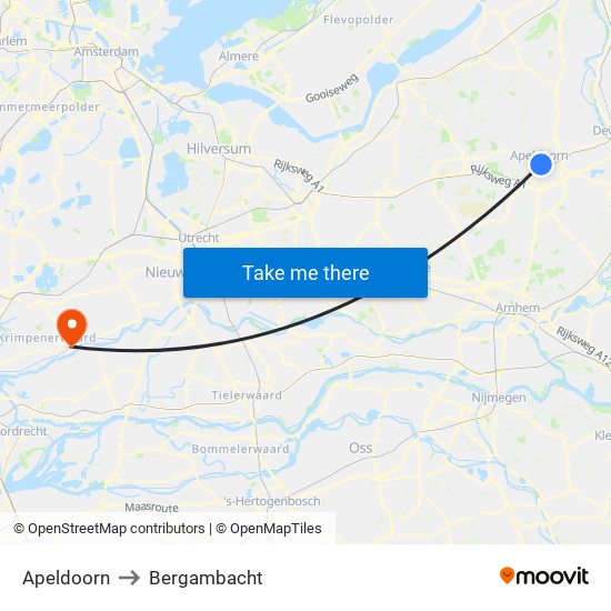 Apeldoorn to Bergambacht map