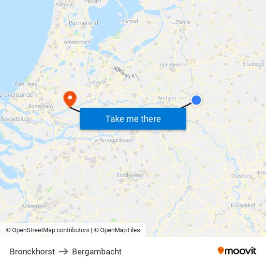 Bronckhorst to Bergambacht map