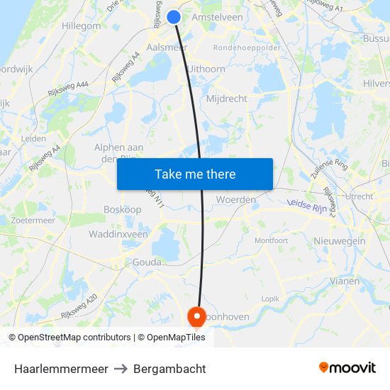 Haarlemmermeer to Bergambacht map