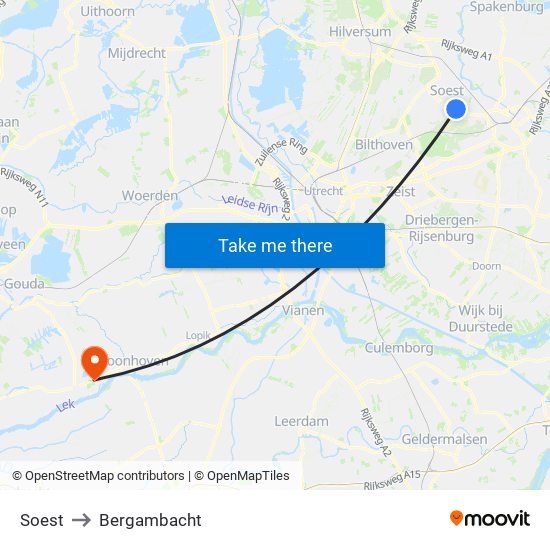 Soest to Bergambacht map