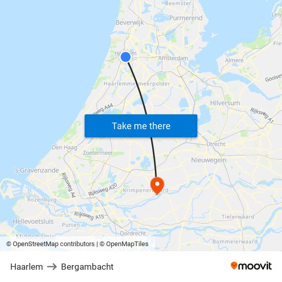 Haarlem to Bergambacht map