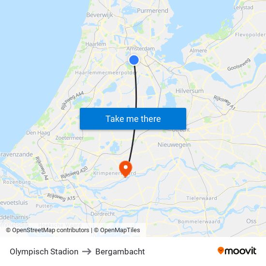 Olympisch Stadion to Bergambacht map