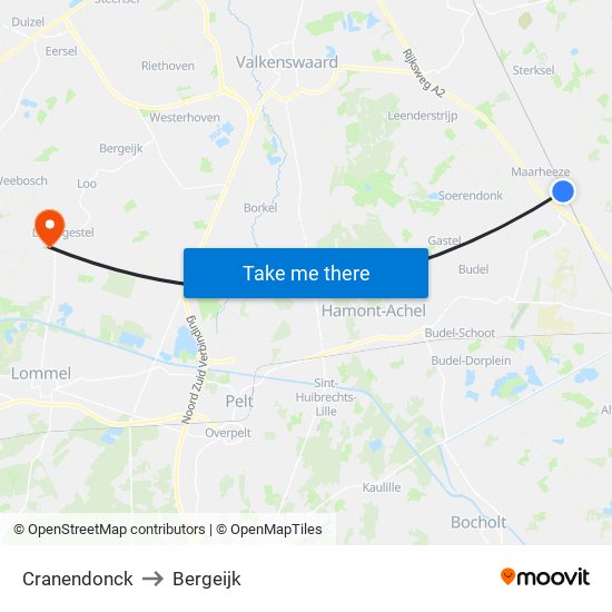 Cranendonck to Bergeijk map