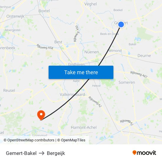 Gemert-Bakel to Bergeijk map