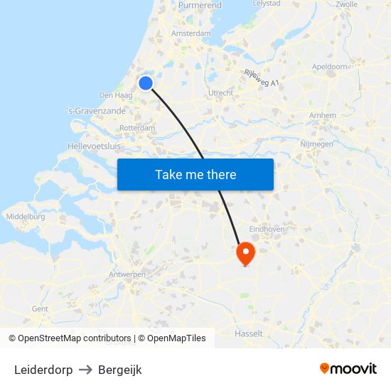 Leiderdorp to Bergeijk map