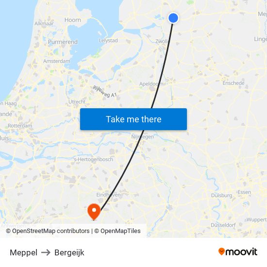 Meppel to Bergeijk map