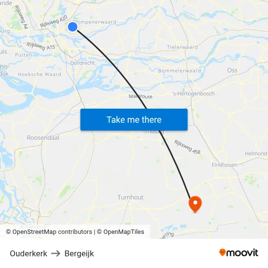 Ouderkerk to Bergeijk map