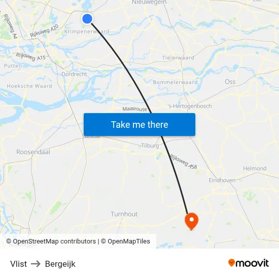 Vlist to Bergeijk map