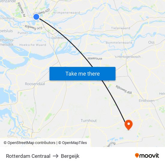 Rotterdam Centraal to Bergeijk map