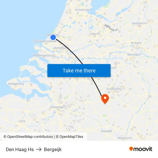 Den Haag Hs to Bergeijk map