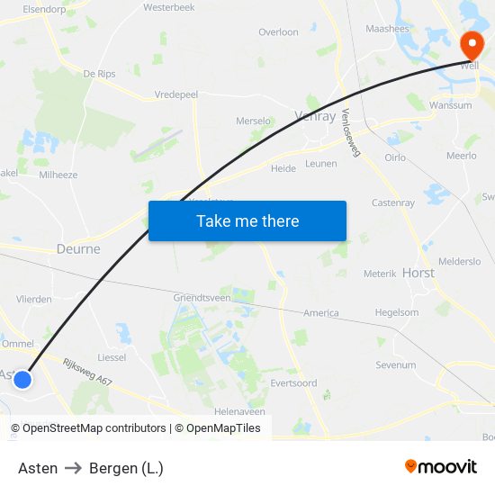 Asten to Bergen (L.) map