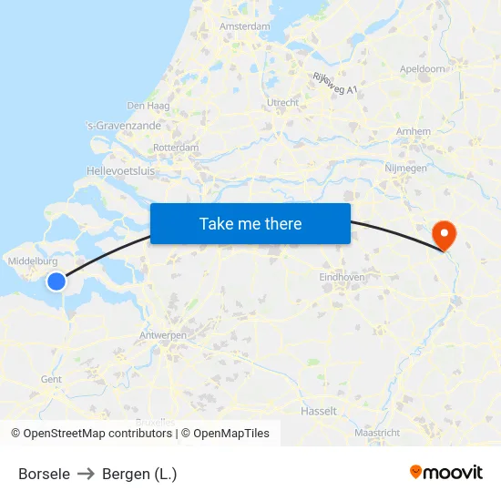 Borsele to Bergen (L.) map