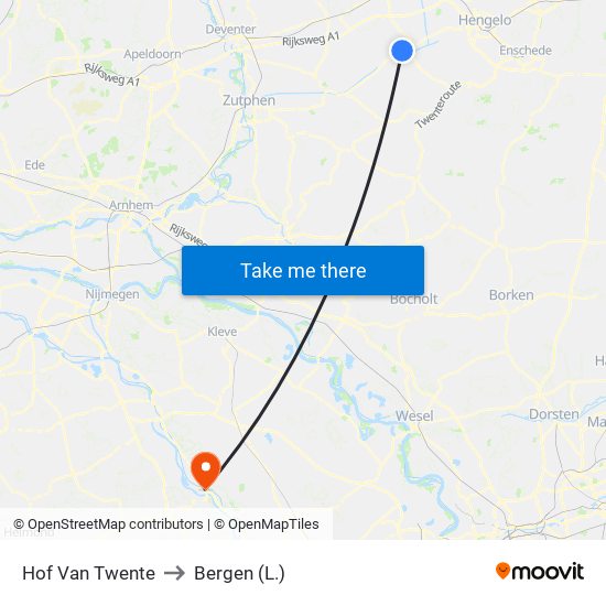 Hof Van Twente to Bergen (L.) map
