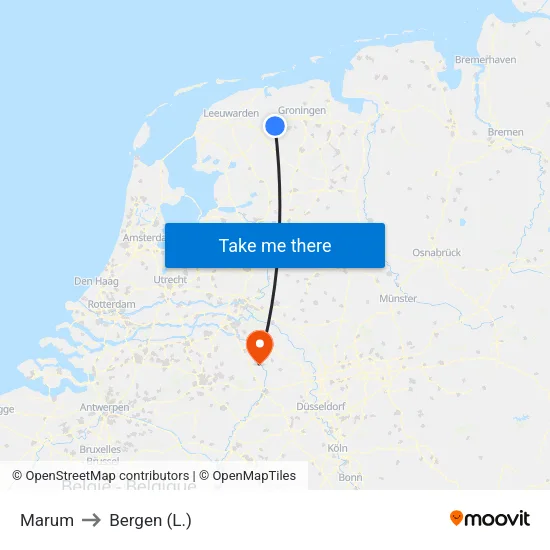Marum to Bergen (L.) map