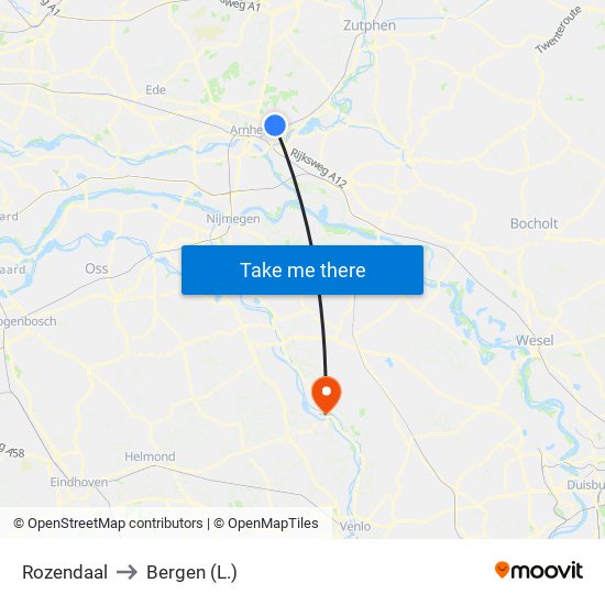 Rozendaal to Bergen (L.) map