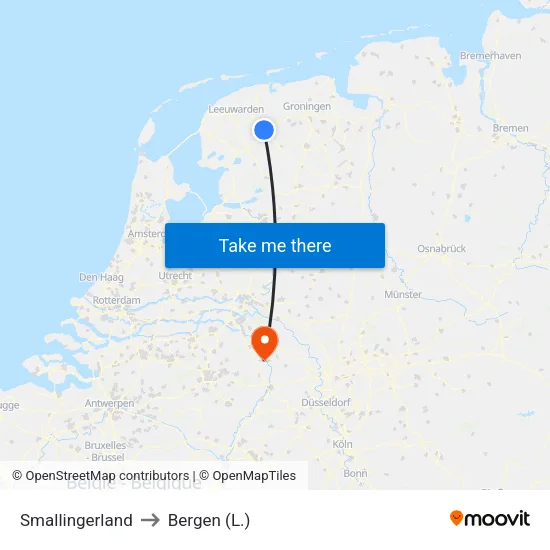 Smallingerland to Bergen (L.) map